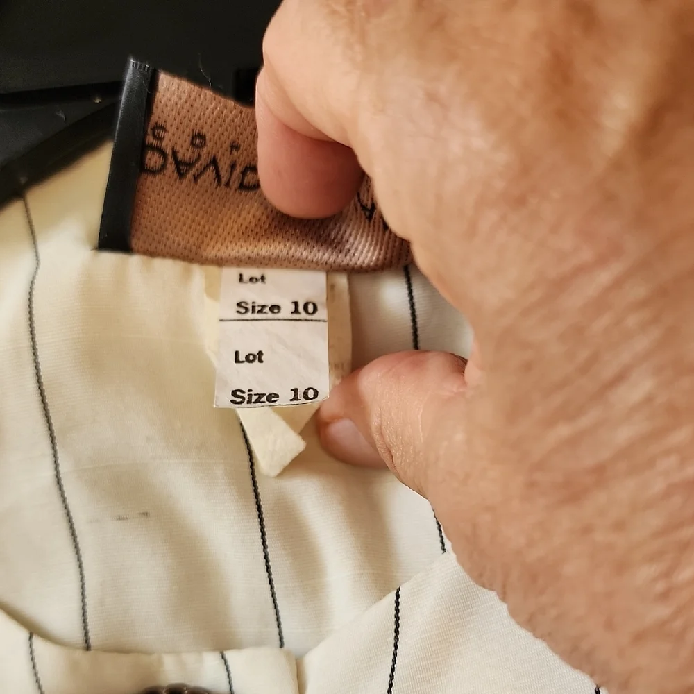 Elegant Cream Striped Mini Dress - Picture 10 of 11